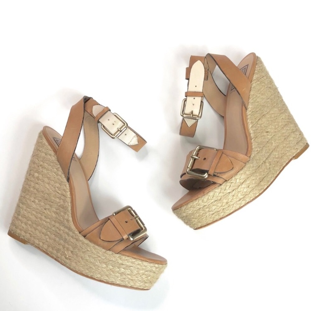 Nude wedge with ankle strap